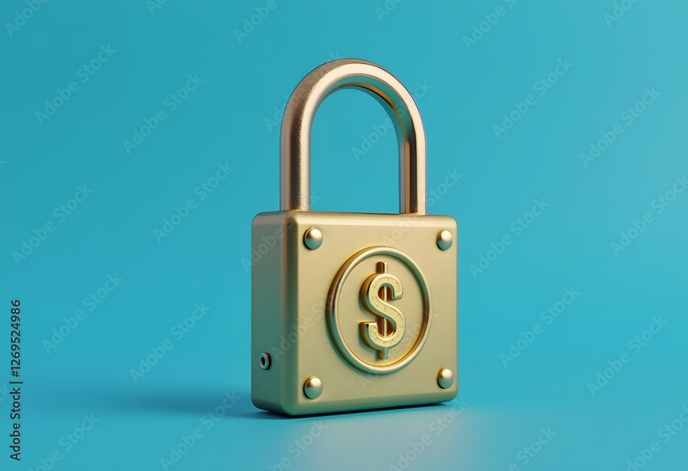 3d padlock key gold lock safety security
