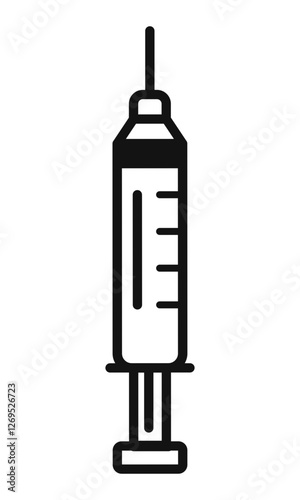 A black and white icon of a syringe symbolizing medical injections anesthesia vaccination or dental procedures requiring numbing agents.