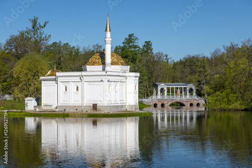 The Turkish bath pavilion in the Catherine Park in the city of Pushkin near St. Petersburg photo