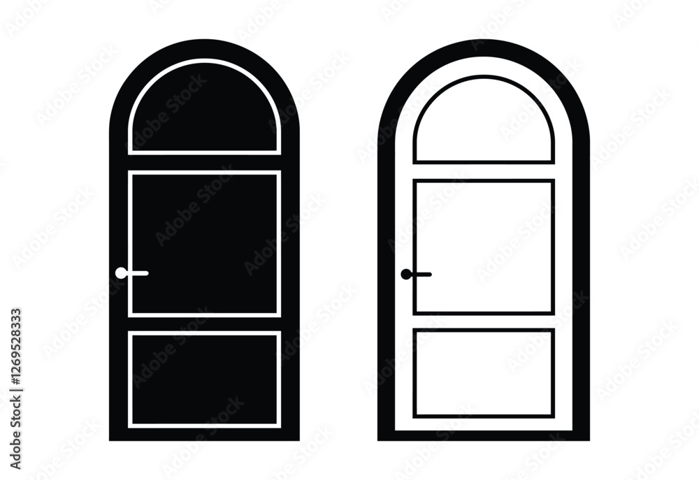 Minimalist Black Door Icon Vector, High Contrast, Modern Design Minimalist Black Door Icon Vector, High Contrast, Modern Design