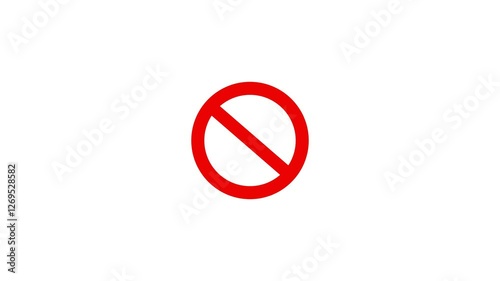 red forbidden icon animation. warning stop no entry red circle symbol