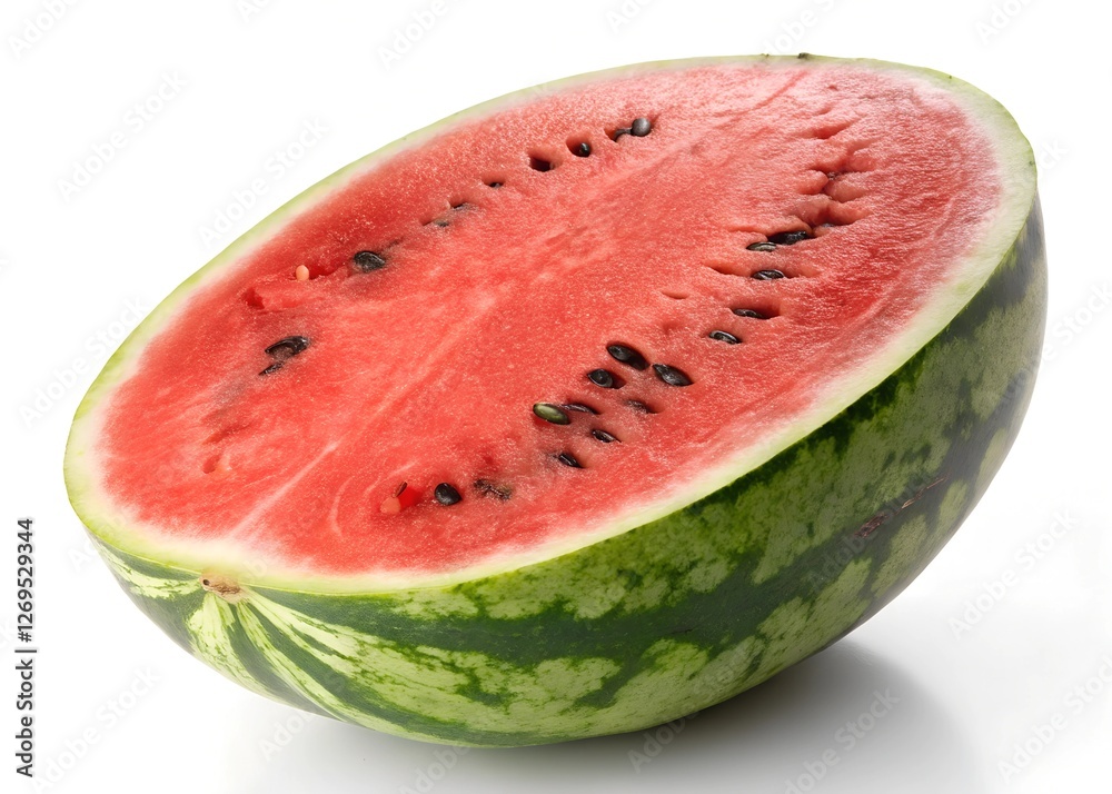 Juicy Watermelon Half Against a White Background