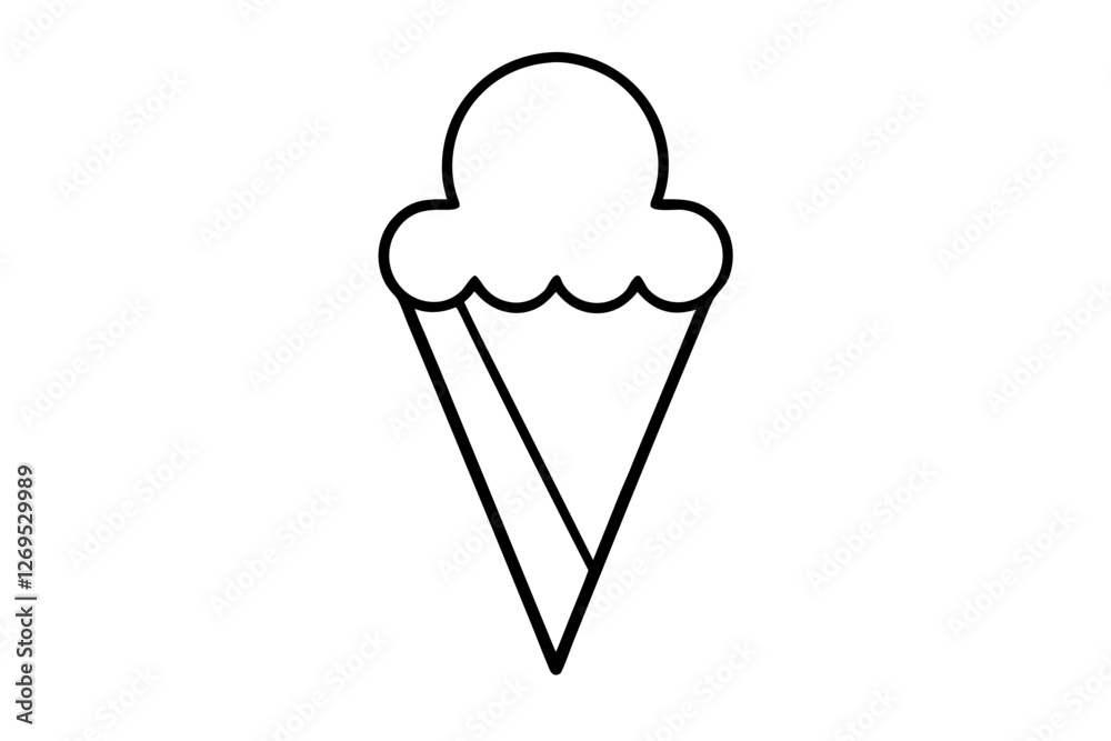 Minimal Line Art Ice Cream Cone - Dessert Vector Illustration Minimal Line Art Ice Cream Cone - Dessert Vector Illustration