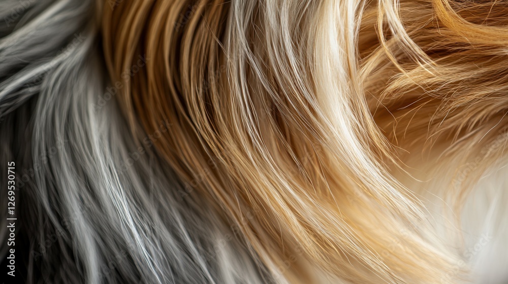 Naklejka premium Close up of silky yorkie dog fur in artistic style for pet grooming and design inspiration.