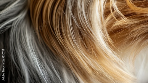 Close up of silky yorkie dog fur in artistic style for pet grooming and design inspiration. photo