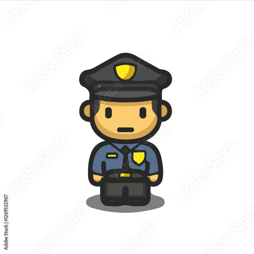 2D flat vector illustration police officer icon isolated on a white background.

