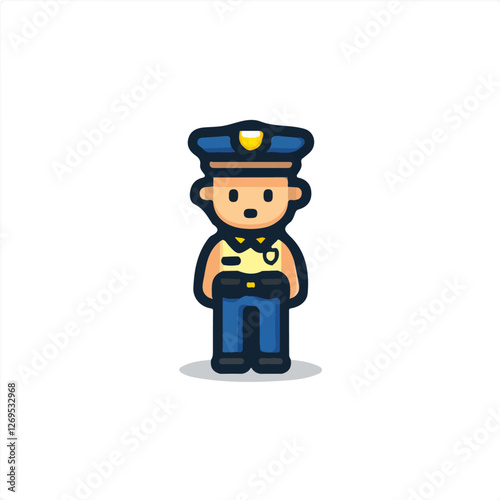 2D flat vector illustration police officer icon isolated on a white background.

