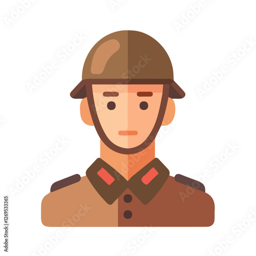 2D flat vector illustration soldier icon isolated on a white background.

