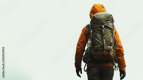 Backpacker on Isolated Background