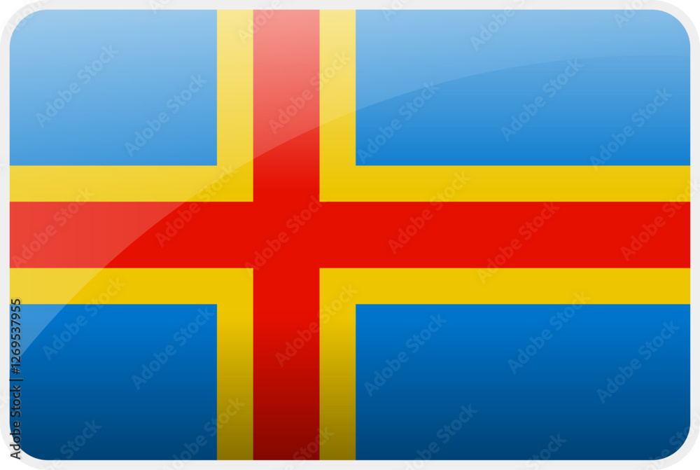 Flag Icon of Aland Islands Country,National Vector Flag Iconic Symbol and Colors of Aland Islands flag. Flag Icon of Aland Islands Country,National Vector Flag Iconic Symbol and Colors of Aland Islands flag.