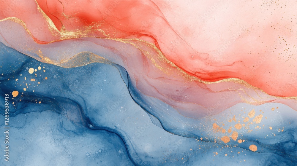 Fototapeta premium Fluid Red and Blue Abstract Background, Modern Art, Digital Design, Sophisticated Aesthetic, Creative Perspective