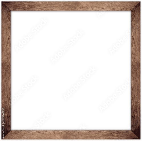 Natural Wood Photo Frame Isolated on Transparent Background