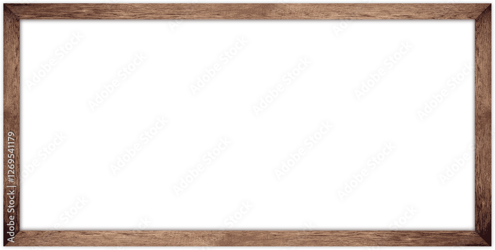 Obraz premium Natural Wood Photo Frame Isolated on Transparent Background