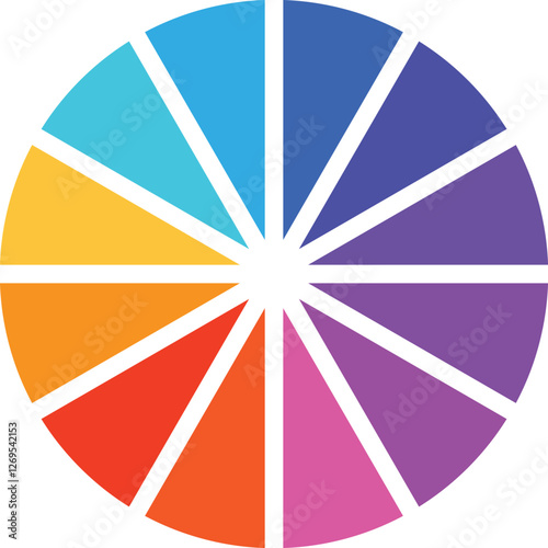 Color wheel with 12 colors. Color wheel guide. RGB and CMYK colors diagram. color wheel, cmyk color wheel, color wheel chart, rgb color wheel, abstract color wheel.