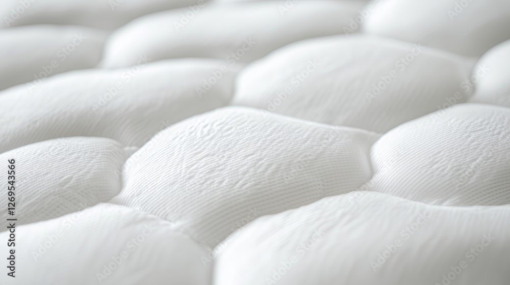 Obraz premium White Orthopedic Memory Foam Mattress with Quilted Cover, isolated on white background, Comfortable Bedding Solution