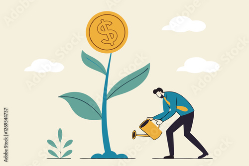 money, profit, plant, tree, gain, growth, coin, flower, wealth, business, capital, seed, green, finance, interest, investor, income, increase, raise, stock, economy, market, gold, saving, people, fund