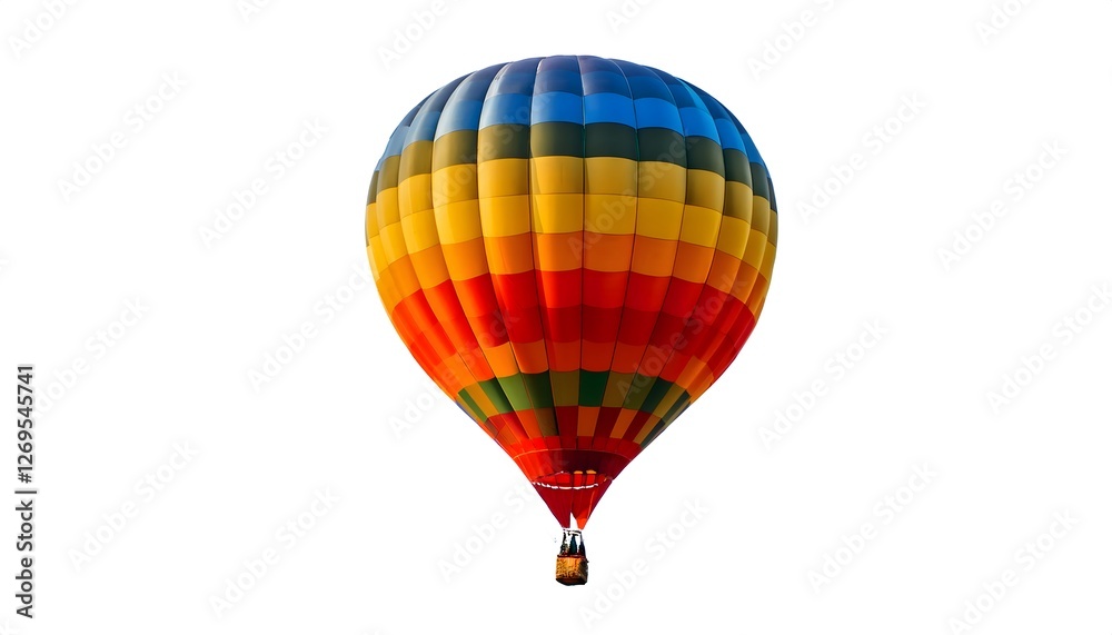 Fototapeta premium Vibrant hot-air balloon isolated on white background for creative design projects and travel-themed visual content
