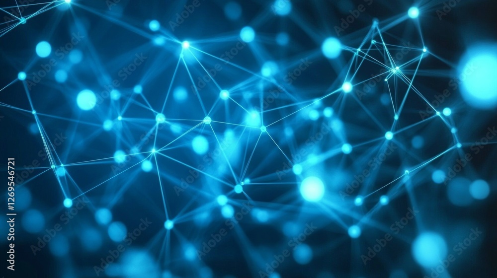 Glowing blue network connections with abstract digital nodes and lines Glowing blue network connections with abstract digital nodes and lines