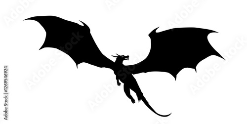 silhouette of a flying dragon - vector illustration