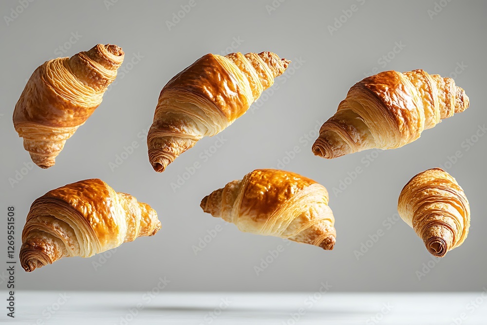 Floating Croissants: A Delectable Bakery Display Floating Croissants: A Delectable Bakery Display