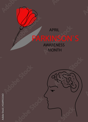 Parkinson’s Awareness Month banner. World Parkinson’s disease day poster. line art doodle hand drawn Vector Illustration.