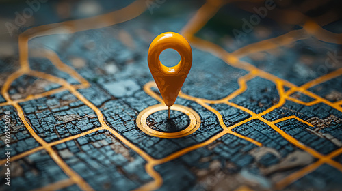 Location Pin on a City Map – Digital Navigation and GPS Tracking Concept for Modern Technology, Travel, and Finding Directions with Accurate Geolocation Systems photo