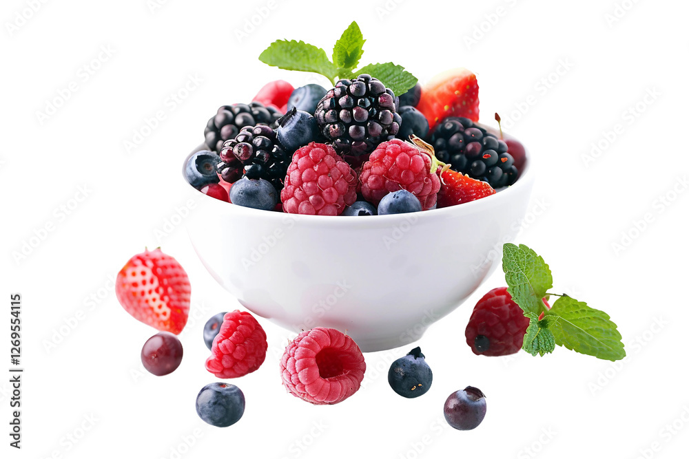 Summery Fruit Salad with Delightful Mixed Berries Isolated on Transparent Background