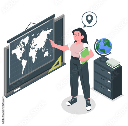 Teacher with smartboard