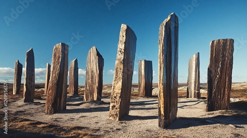 Stone circle under a clear blue sky.