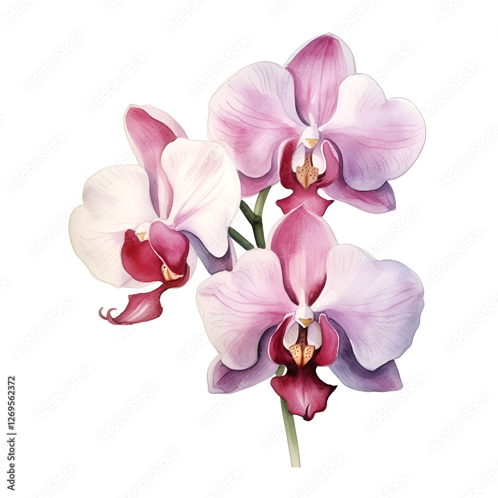 Obraz premium Watercolor clipart orchid 
