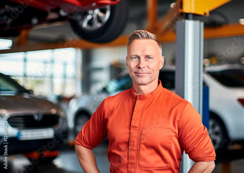 portrait of a small business owner of an automobile repair shop	
