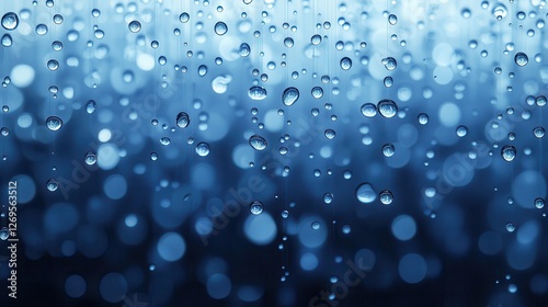 Wallpaper Mural Geometric abstraction with descending blue droplets creating a motion effect reminiscent of falling water patterns Torontodigital.ca