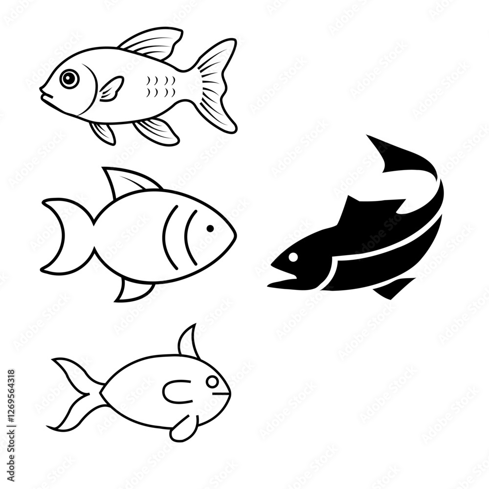 Fototapeta premium fish icon with fish logo