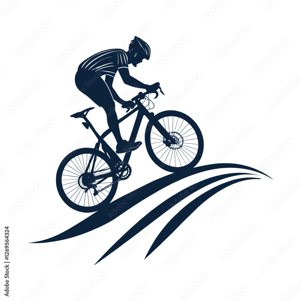 Obraz premium cyclist in action silhouette vector clip art design