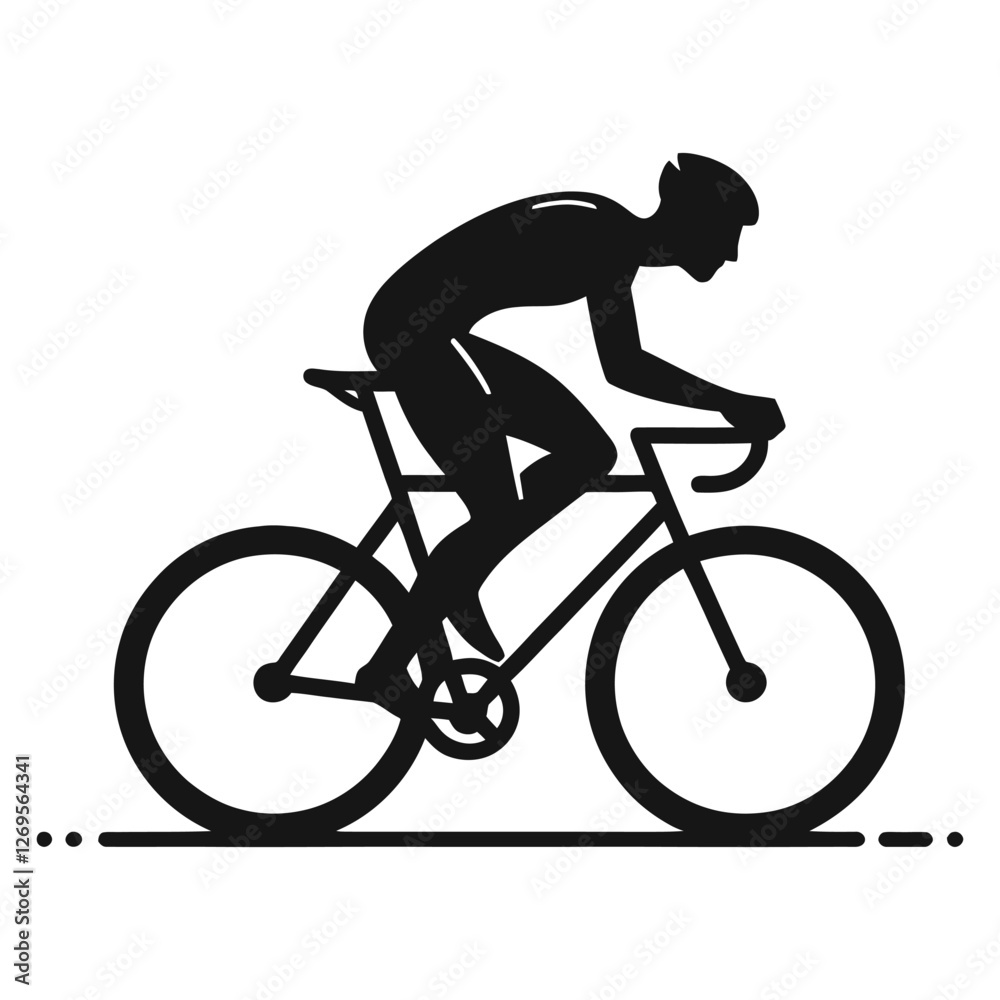 Obraz premium cyclist in action silhouette vector clip art design