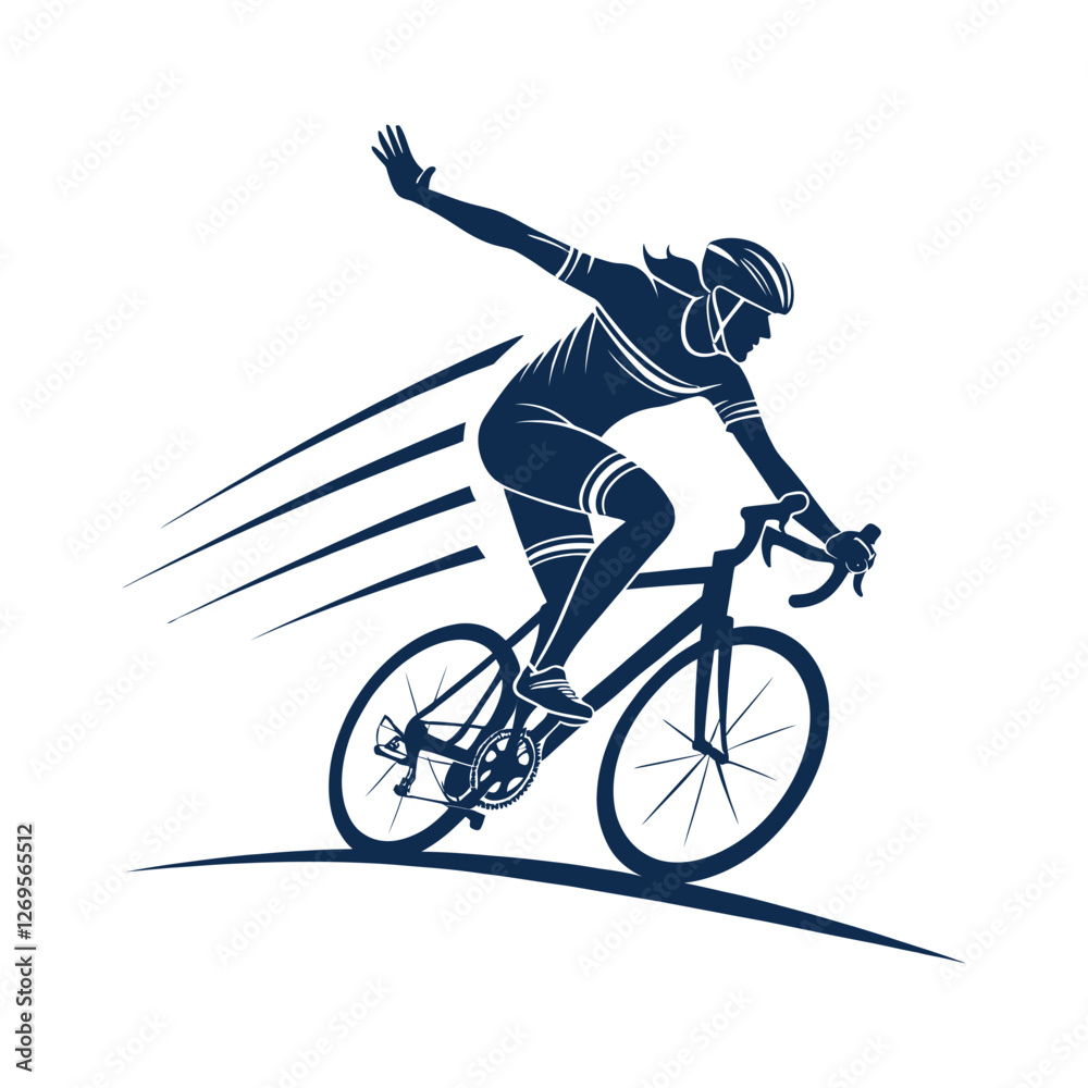 Naklejka premium cyclist in action silhouette vector clip art design