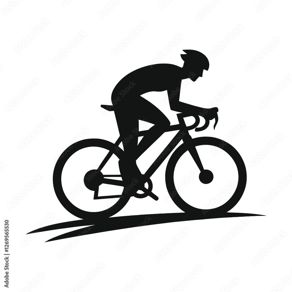 Fototapeta premium cyclist in action silhouette vector clip art design