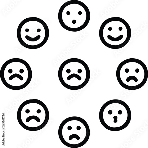 Emoji bundle silhouette of vector set of funny cartoon faces set of emoji smileys set of smiley faces  and  vector illustration