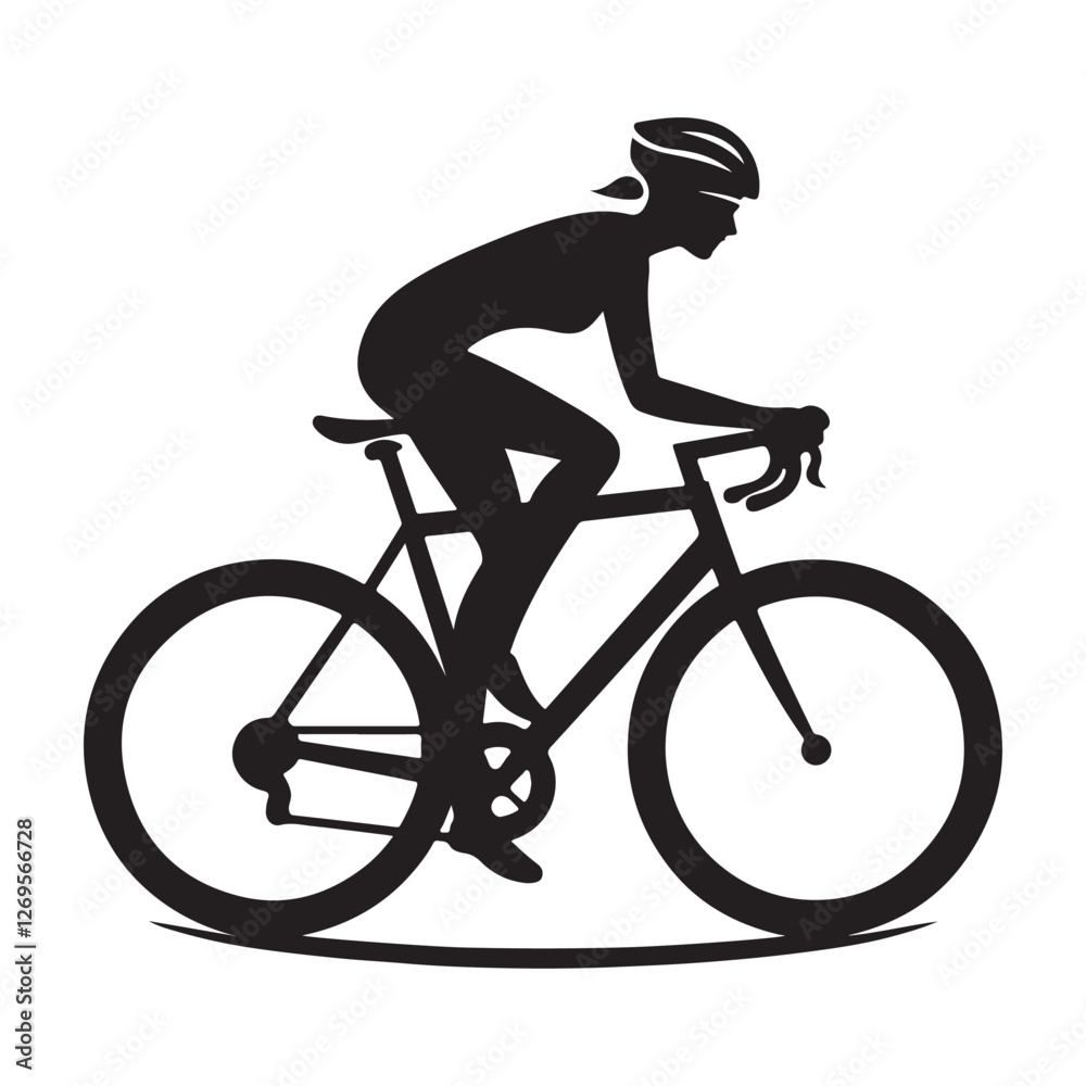 Naklejka premium cyclist in action silhouette vector clip art design