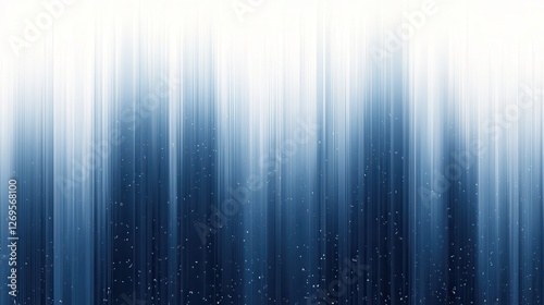 Geometric abstraction with flowing blue and white stripes creating a dynamic waterfall effect in a serene background