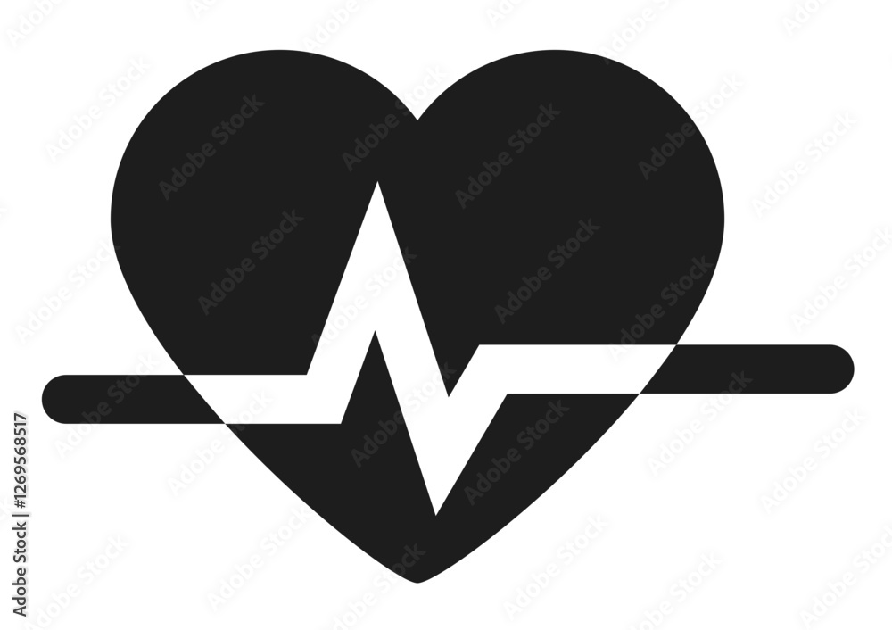 A black and white icon of a heart with an electrocardiogram (ECG) line symbolizing health monitoring heart health and medical care. A black and white icon of a heart with an electrocardiogram (ECG) line symbolizing health monitoring heart health and medical care.
