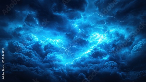 Wallpaper Mural Abstract Lightning Bolts in Stormy Blue Sky with Dramatic Cloud Formation Torontodigital.ca
