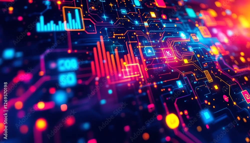 Fototapeta premium Technology growth colourful background