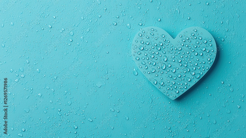 Obraz premium World Water Day concept. Watery Heart A Digital of Water Droplets Forming a Transparent Heart Shape on a Minimalist Background