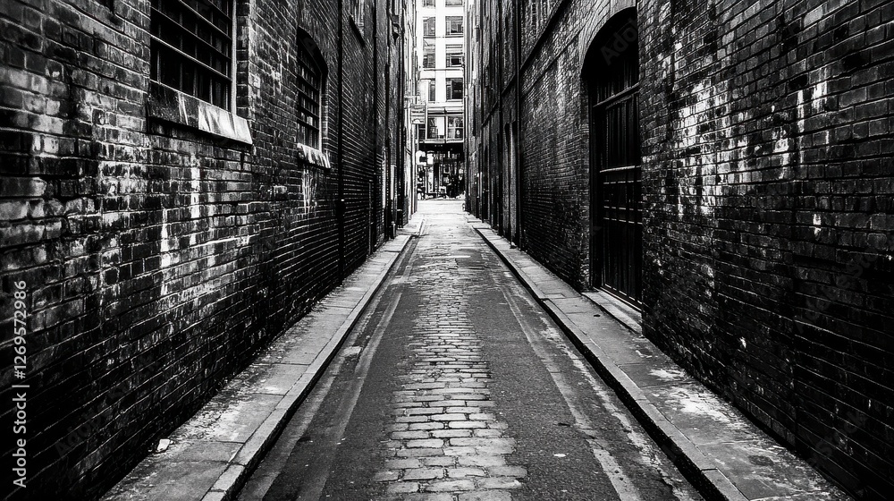 Fototapeta premium Quiet and Empty Narrow Alleyway in an Old Town Setting