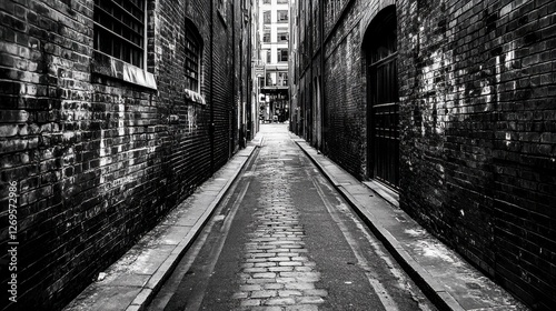Quiet and Empty Narrow Alleyway in an Old Town Setting