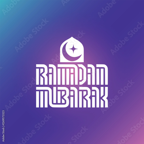 Ramadan Kareem, Typography english with modern style for month of the quran