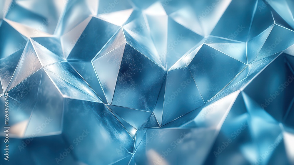 Dynamic geometric background featuring aqua and silver polygonal shapes flowing downward in a contemporary design Dynamic geometric background featuring aqua and silver polygonal shapes flowing downward in a contemporary design