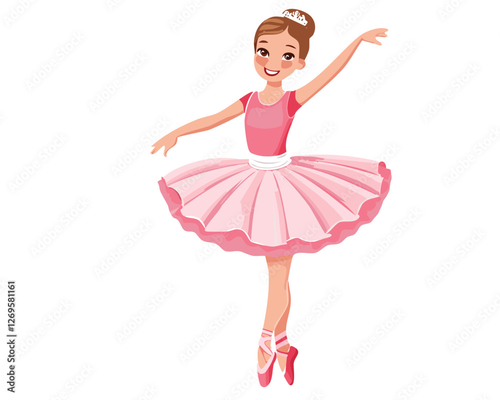 Graceful Dancing Princess Ballerina in a Pink Dress Graceful Dancing Princess Ballerina in a Pink Dress