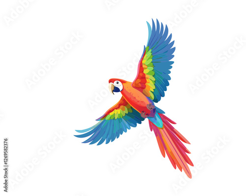 Vibrant Tropical Parrot in Flight